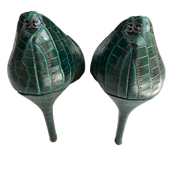 Sam Edelman Green Stiletto Pumps Sz 8.5 Crocodile Business Glam Sexy Party Shoes - Picture 5 of 13